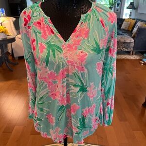 Lilly Pulitzer Pink and Green Relaxed Blouse